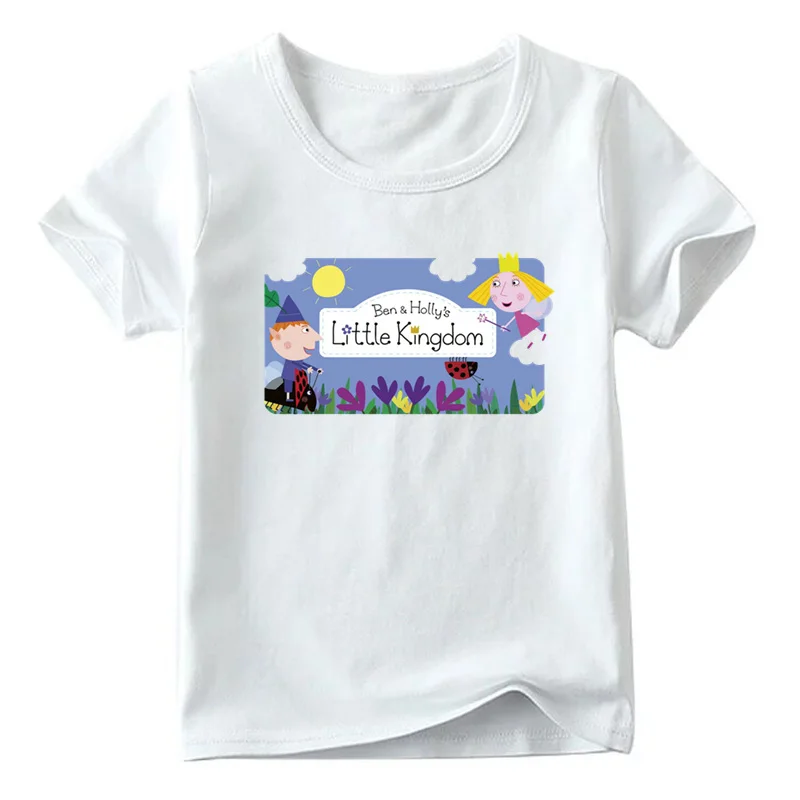 Детская футболка с принтом «Бен и Холли», летние белые топы с короткими рукавами для мальчиков и девочек, детская повседневная футболка, ooo5038 - Цвет: ooo5038C
