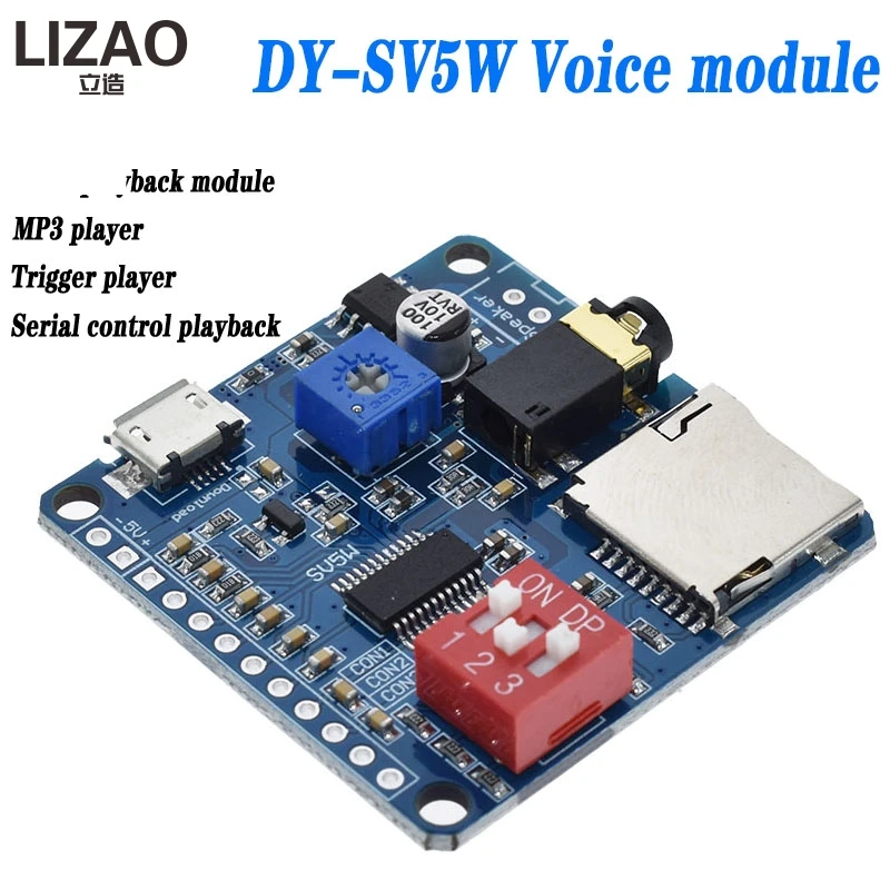 5W Smart voice play module Audio Amplifier Board Mp3 TF Card Player UART serial port control|Integrated Circuits| - AliExpress