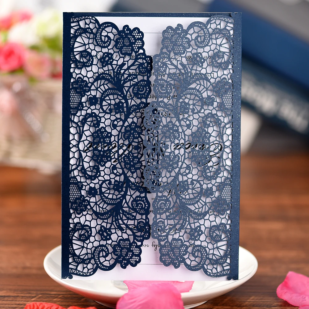  5 SETS laser cut wedding invitations with envelopes for Bridal Shower Invitations Dinner Invitation - 33038018804