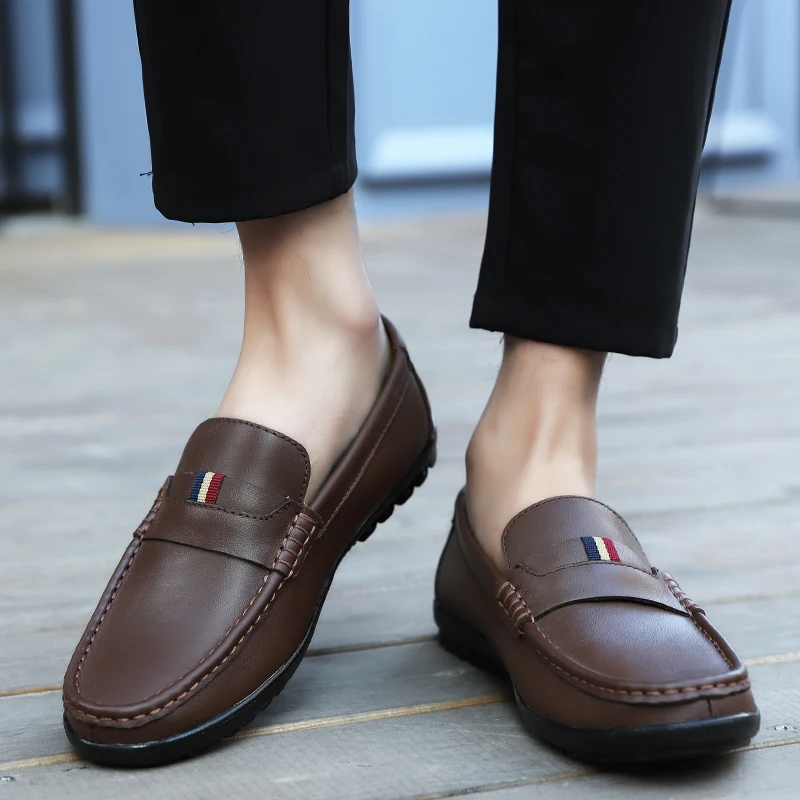Black Chaussures Conduite Respirant Appartements on 2019 Décontractées dark Brown Hommes Paresseux Slip Été Printemps Mocassins Confortable D'affaires De brown PkiZOXuT