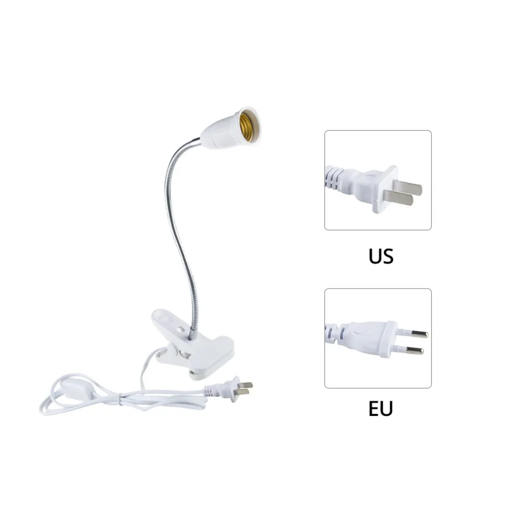 

360 Degrees Flexible Lamp Holder Clip E27 Base with On Plug use as for grow light EU US Dual Plug use as Desk Lam