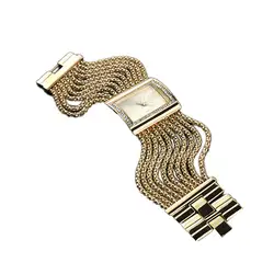Роскошный квадратный сплав золотой цепи Группа дамы браслет Бизнес наручные часы платье для женщин трендовые элегантные кварцевые