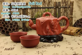 

[1 Teapot + 2 Cups] 440ML Authentic 3 Pcs Kung Fu Tea Set Tree Head Teapot Zisha Ceramic Chinese Yixing Tea Ceremony Gift