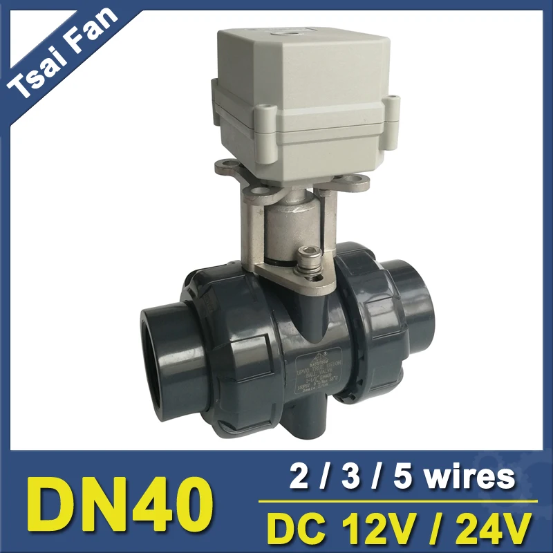 DC12V/24V PVC DN40 привод клапан BSP/NPT 11/2 ''моторизованный шаровой TF40-P2-C 10 нм вкл/выкл 15