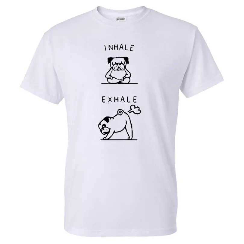 

2019 Summer Funny men's T-shirt Inhale Exhale Pug Cat Monkey printed T shirt summer brand short sleeved Tees shirt top s-3xl