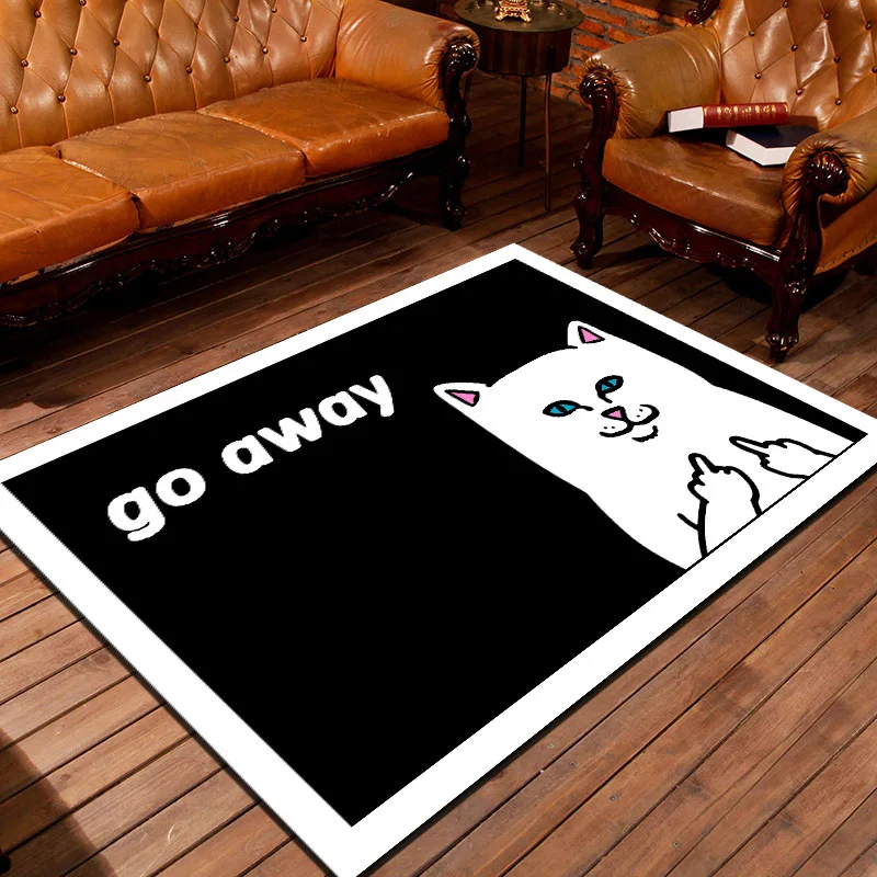 

Funny Cat Go Away Rug Carpet For Living Room Home Modern Large Fashion Deer Geometric Floor Mat Bedroom Anti Slip Area Rugs