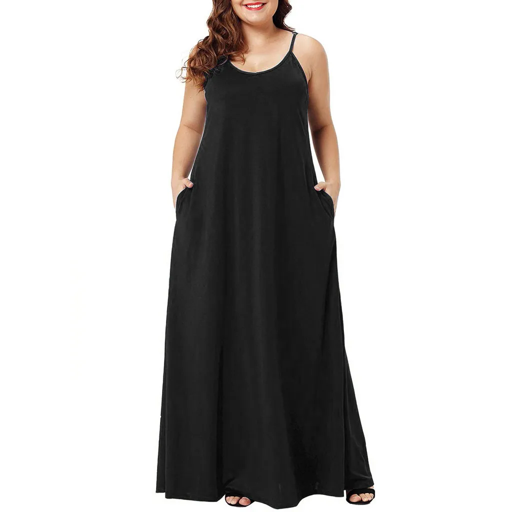 Plus Size Summer Maxi Dress 2019 Women Solid Long Dress Spaghetti Strap Party Dresses Woman Party Night Elegant Dress Plus Size Summer Maxi Dress 2019 Women Solid Long Dress Spaghetti Strap Party Dresses Woman Party Night Elegant Dress