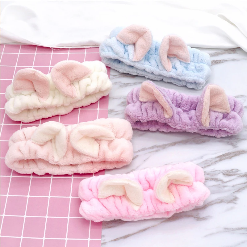

1PC Women Hair Accessories Coral Fleece Headband For Girls Cleanser Face Makeup Mask Bath Headband Hairbow Elastic Hair Bands