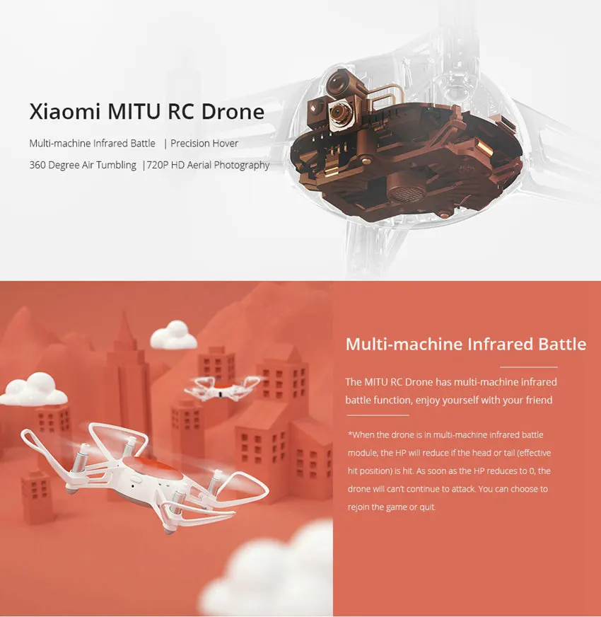 Xiaomi MiTu WiFi FPV с камерой 720P HD Оптическое позиционирование потока мульти-машина инфракрасная битва Мини RC Дрон Квадрокоптер