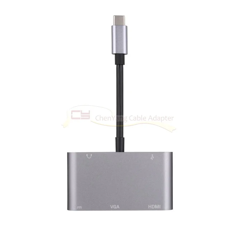 100 шт./USB-C USB 3,1 Тип C к HDMI и VGA и USB3.0 OTG и женский Зарядное устройство и аудио адаптер для ноутбука