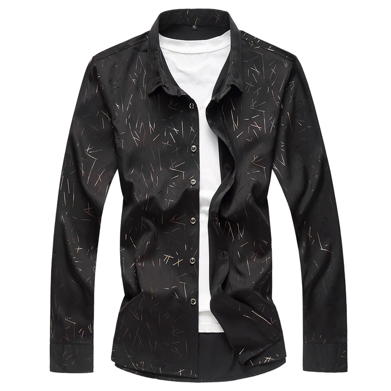 

2019 Male Fashion Brand Casual Business Slim Fit Men Shirt Camisa Long Sleeve Floral Social Shirt Dress Clothing Streetwear Tops