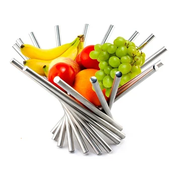

Fold Stainless Steel Fruit Plate Rotate Fashion Fruits Strainer Basket Personalized Bowl kitchen accessories food container