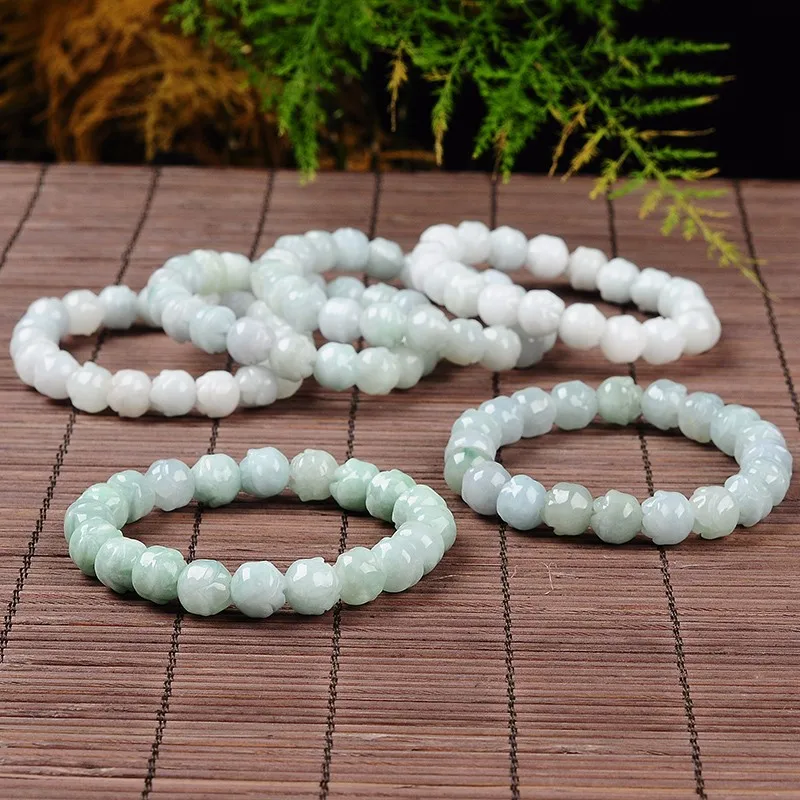 

New Wholesale 100% Natural / Jadeite Lotus Beads Elastic line Bracelet 1PCS