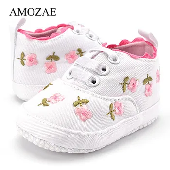 

Newborn First Walker Embroidery Floral Baby Shoes Spring Autumn Cute Infant Toddler Baby Girls Anti-slip Footwear Free Shipping