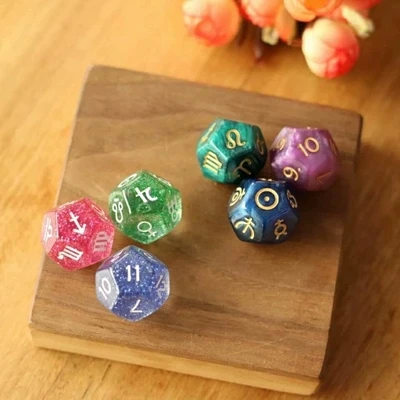 

3 Pcs/set Multicolor 12 Sided Resin Dice Astrology Tarot Dices Constellation Divination for EZ Board Games