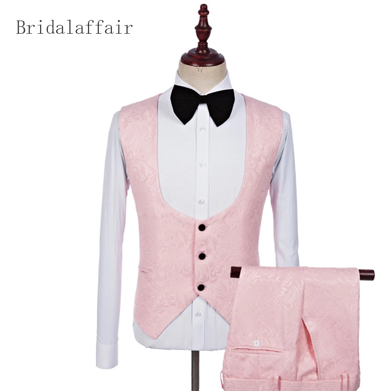 Tailored Mens Printed Floral Light Pink Men Vest Suit Vests Slim Best