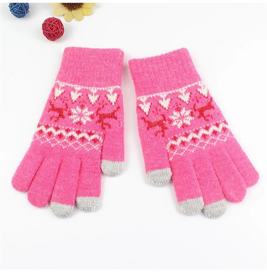 Сенсорный экран для женщин перчатки зимние женские митенки Лось зимние вязаные перчатки согреться женские зимние полный палец перчатки