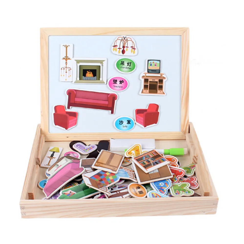 

hot sale Multifunctional Drawing Writing Board Magnetic Puzzle Double Easel Toys high quality Educational Toys for Kids Gift