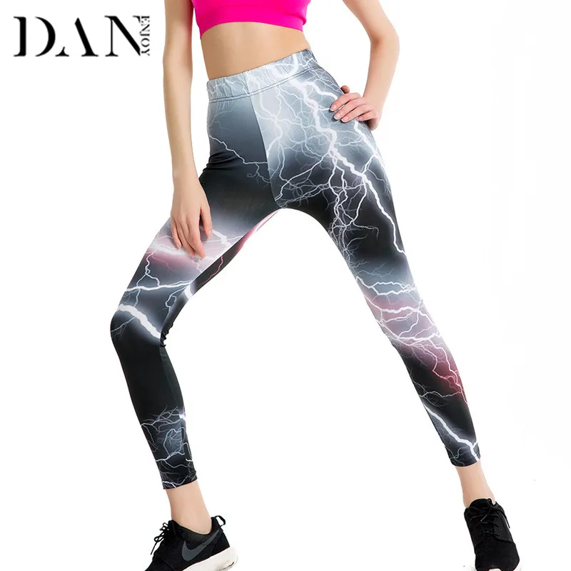 DANENJOY High Elasticity Printed Lightning Slim Legging Workout