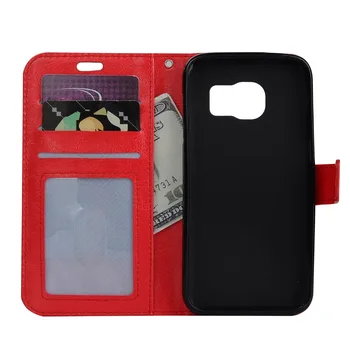 

10pcs/lot free shipping Soft TPU + PU Leather Crazy Horse Wallet Leather with Photo frame Case For Samsung S6 S6 edge S7 S7edge