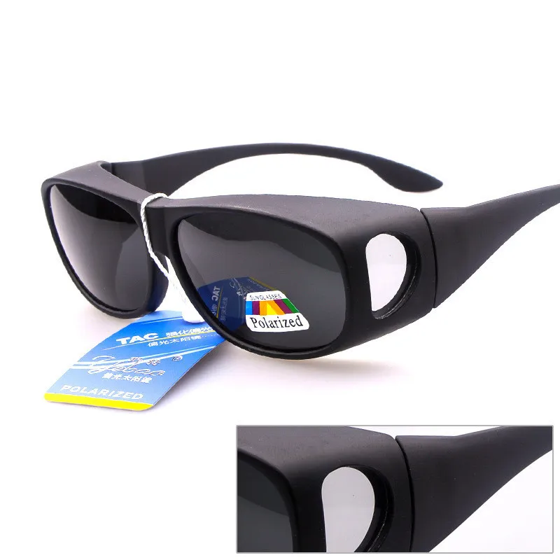 Очки для рыбалки, PC TAC, поляризованные солнцезащитные очки OTG, негабаритные оттенки, близорукость, солнцезащитные очки для вождения - Цвет: Matt Black