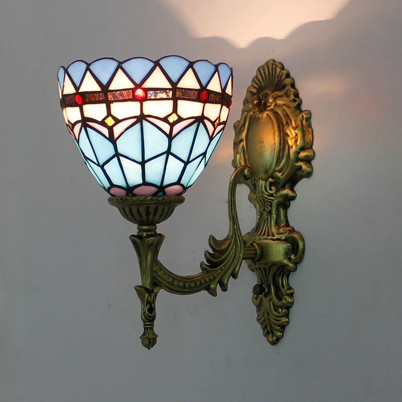 Europeu para Cima para Baixo Luzes de Parede para o Quarto Conduziu a Lâmpada Artpad Retro Vitrais Borboleta Cabeceira Corredor Frente Espelho E27 Turca 30 vitrais borboleta luzes de parede para o