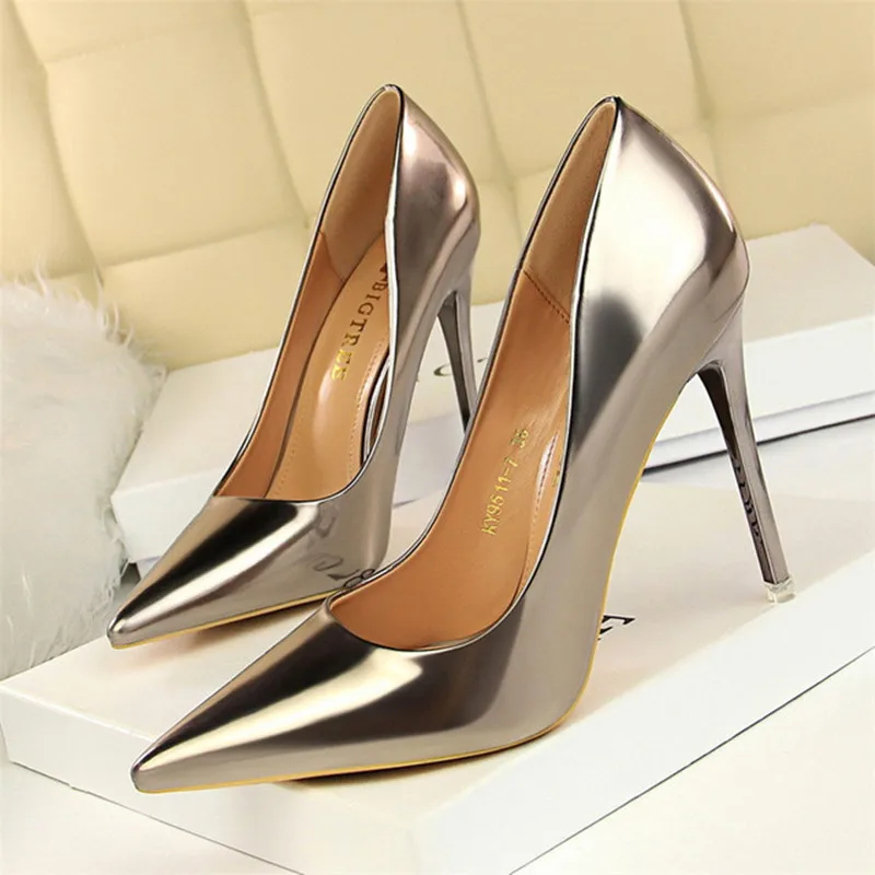 

BIGTREE Shoes Wonen Pumps Sexy Heels Patent Leather High Heels Fashion Female Office Shoes Women Ladies Shoes Wedding Shoes