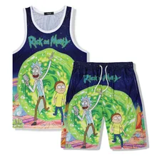 Summer Men's Sets rick morty Letter print Tank Top+Shorts Suits Casual Tracksuit Male 2019 2 pieces set men print beachwear Summer Men's Sets rick morty Letter print Tank Top+Shorts Suits Casual Tracksuit Male 2019 2 pieces set men print beachwear