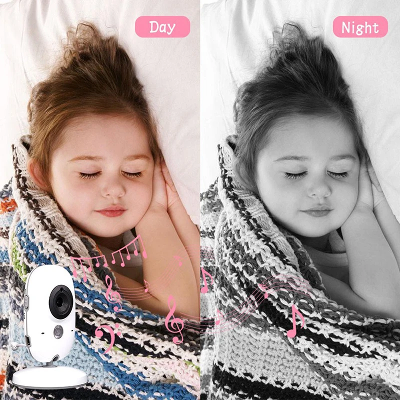 Leioua New 2.4GHz Wireless VideoNanny Music Intercom IR Baby Monitor High Resolution Baby Nanny Sec