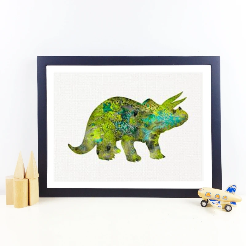 Watercolor Dinosaur Poster Bedroom Decor
