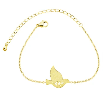 

Hot Sale Peace Dove Bracelets For Women Minimalism Jewelry Stainless Steel Rose Gold Color Fashion Statement Bracelet Femme