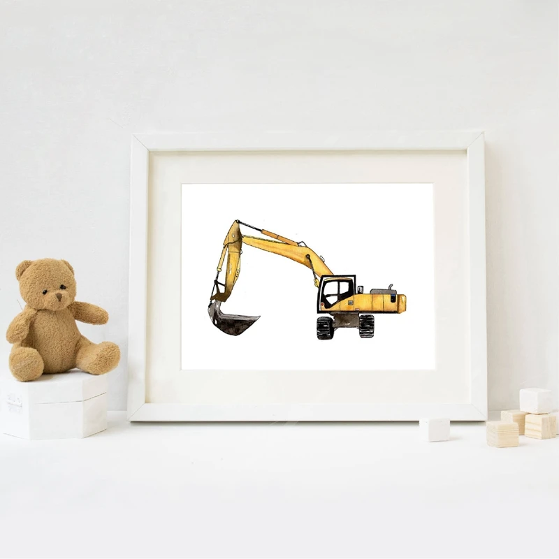 Construction Vehicle Canvas Art Picture Boys Room Decor