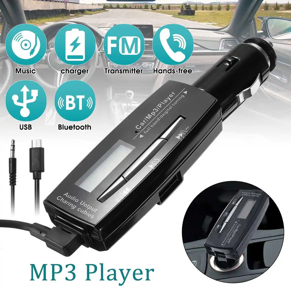 3,5 мм Универсальный bluetooth Автомобильный MP3-плеер fm-передатчик Hands-free AUX Выход USB Автомобильное зарядное устройство