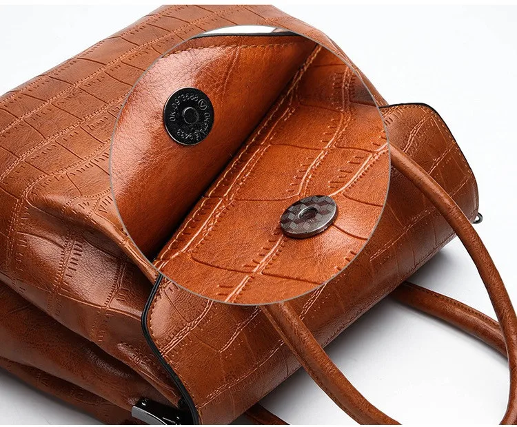 MJ Women Handbag Alligator PU Leather Shoulder Bag Female Large Capacity Top-Handle Bags Luxury PU Leather Tote Messenger Bag (6)