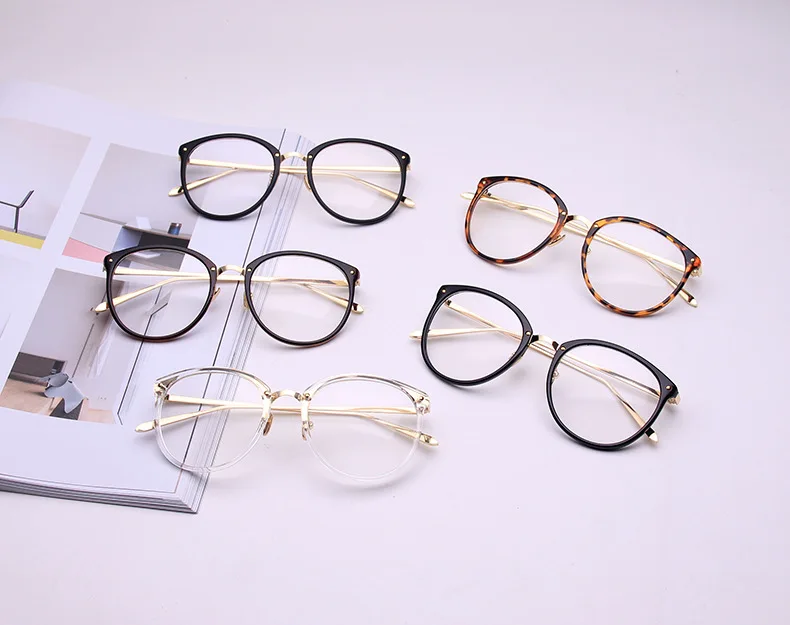 VWKTUUN, винтажные женские очки, оправа, мужские, Золотой Металл, оправа для очков, Ретро стиль, большие прозрачные линзы, очки, оптическая оправа для очков, новинка