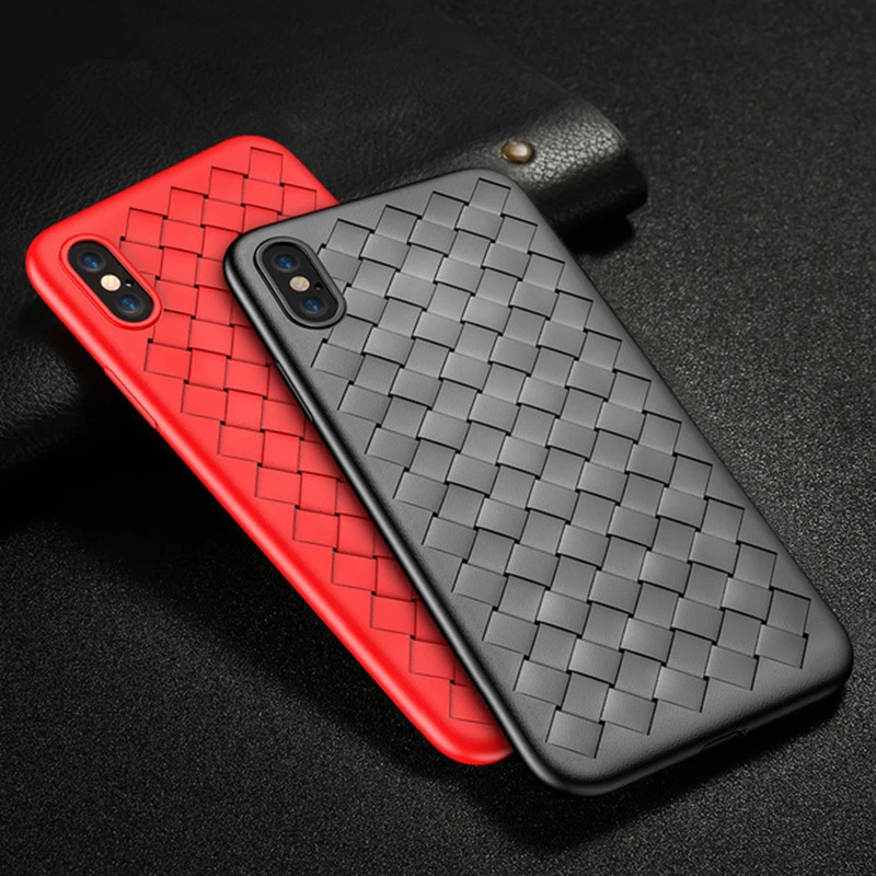 

Luxury Grid Weaving Phone Case For iPhone 6 6S 7 8 Plus X XS Soft Silicone Phone Cases For iPhone X XS 6 7 8 Cover Accessories
