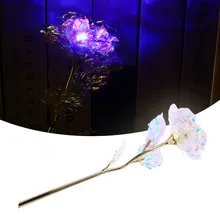 

Luxury 24K Gold Foil Rose Flower With Box Eternity Rainbow LED Luminous Rose Flores Artificiales Valentine's Day Wedding Decor