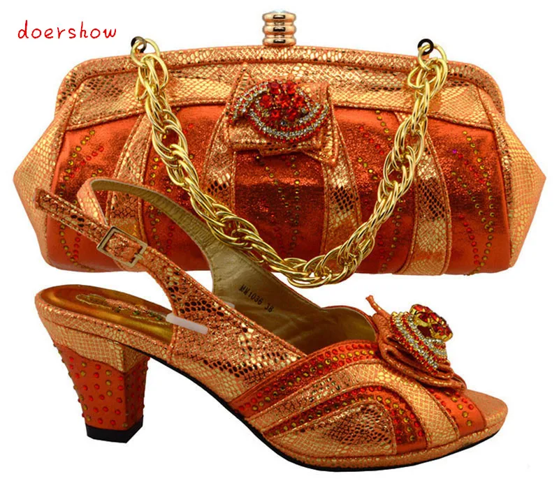 doershow Italy Design Italian Matching Shoe and Bag Set African Wedding