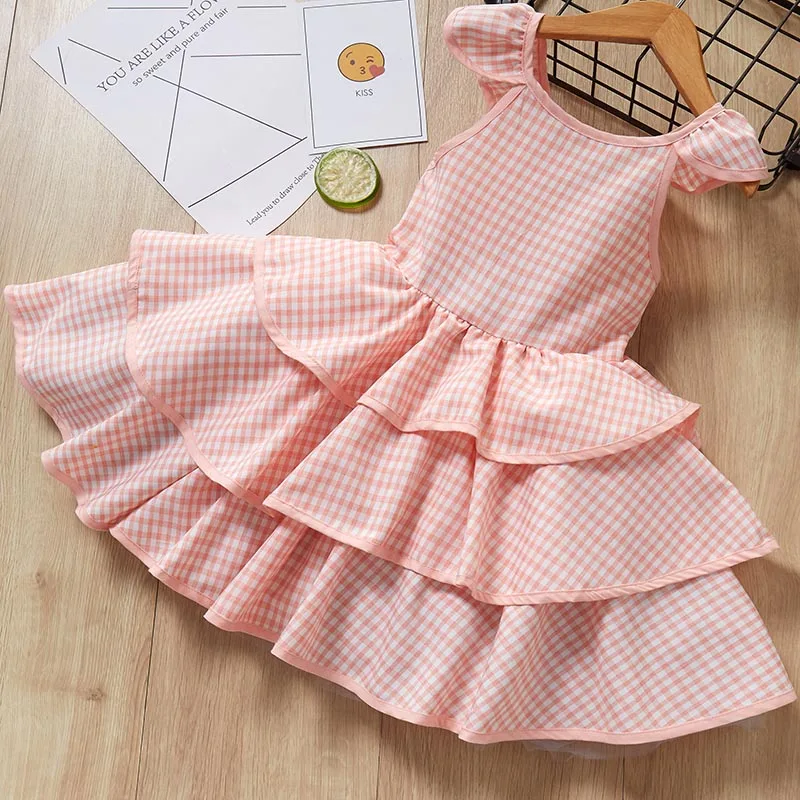 Keelorn/Летний сетчатый жилет; платье для девочек; платье принцессы для маленьких девочек; модные вечерние платья без рукавов с украшением в виде лепестков; детская одежда - Цвет: AX977 Pink