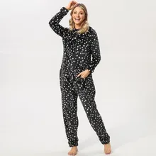 YOUYEDIAN женские с длинным рукавом Комбинезоны спортивный костюм Печать капюшоном Фланелевая Пижама для отдыха# w35