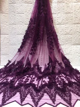 

2019 New Design Nigerian 3D Lace Fabrics High Quality Tulle African Laces Fabric Wedding French Tulle Lace Material 5Yards/lot