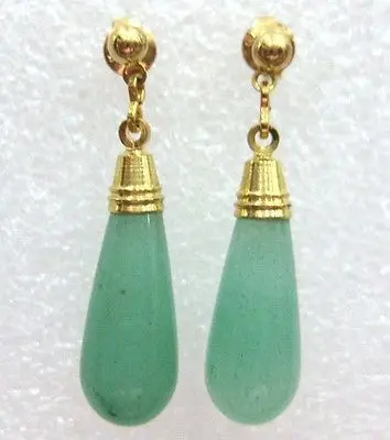 

Hot sale >>>>Natural Green Drop GP jewe water-drop Earrings