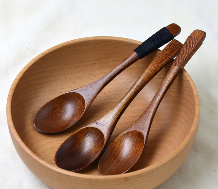 15-3cm Wooden Spoon Soup Coffee Dessert Ice Cream Cake Spoons Kids Tableware (7)