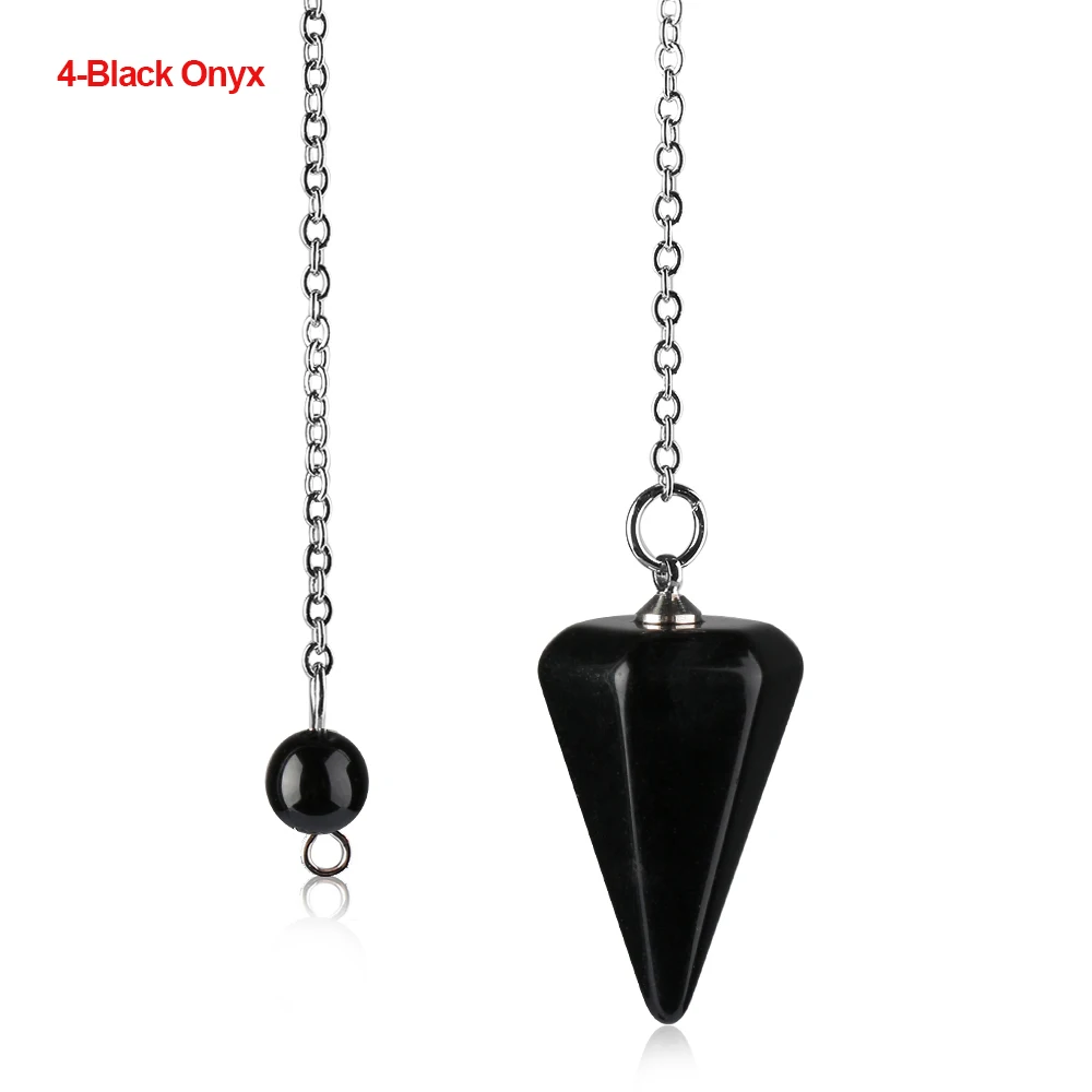 Цепочка Ювелирные изделия рейки маятник натуральный камень кварц амулет лечебная подвеска-кристалл медитация шестиугольные Маятники - Окраска металла: 4-Black Onyx