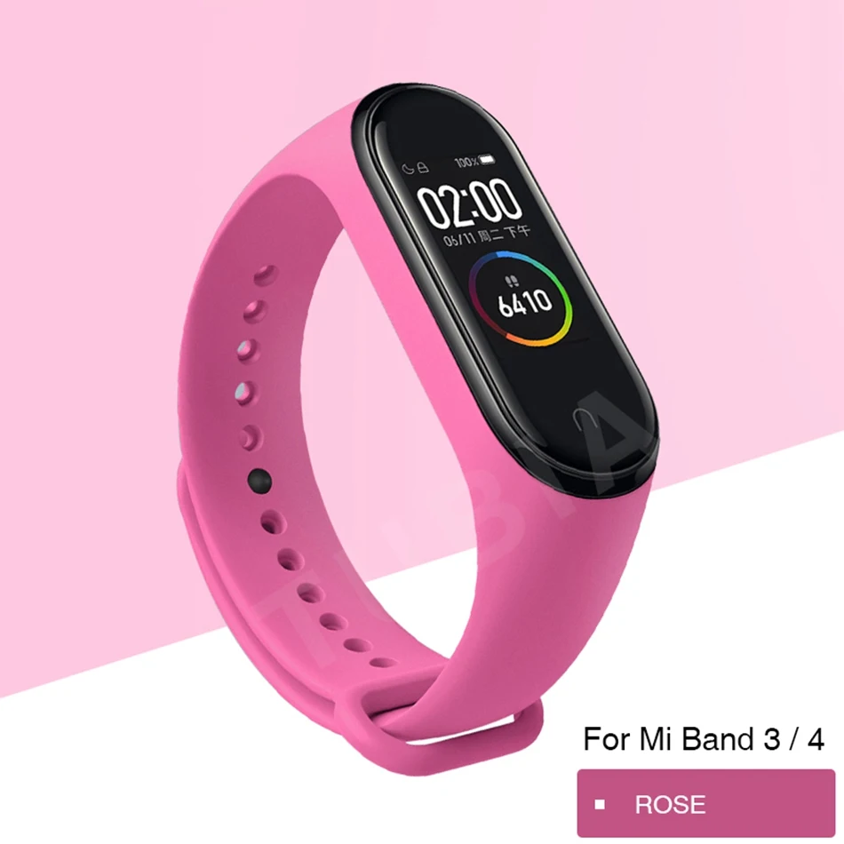 Clear Mi Band 4 3 ремешок на запястье для Xiaomi Mi Band 3 4 Браслет Силиконовый Miband 3 4 NFC аксессуары Smart Mi Band 4 Correa - Цвет: rose C