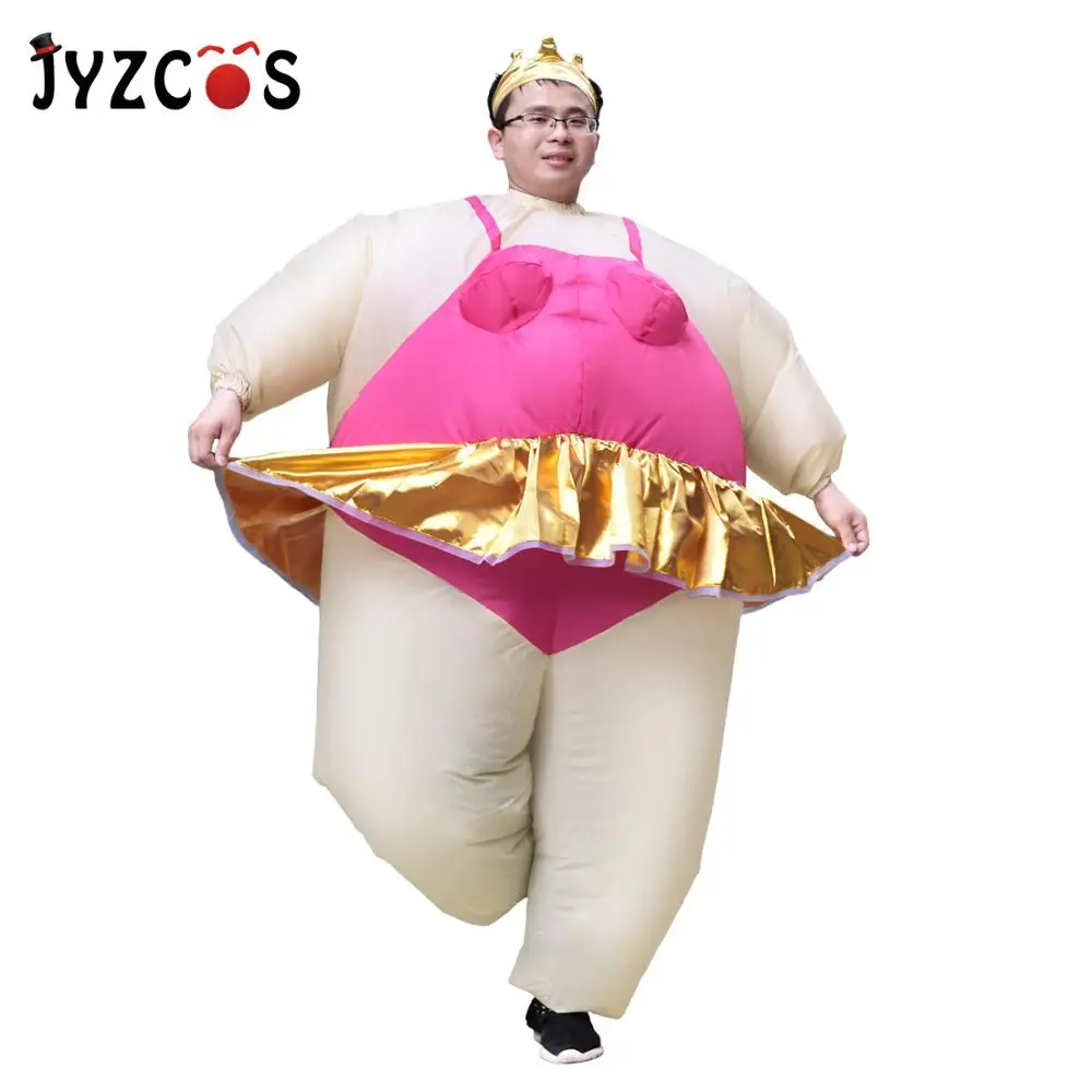 Trajes de Halloween Jyzcos Inflável Bailarina Dançarina Traje Adulto Poliéster Purim Trajes Fantasia Vestido Gordo Ternos Engraçados Roupas