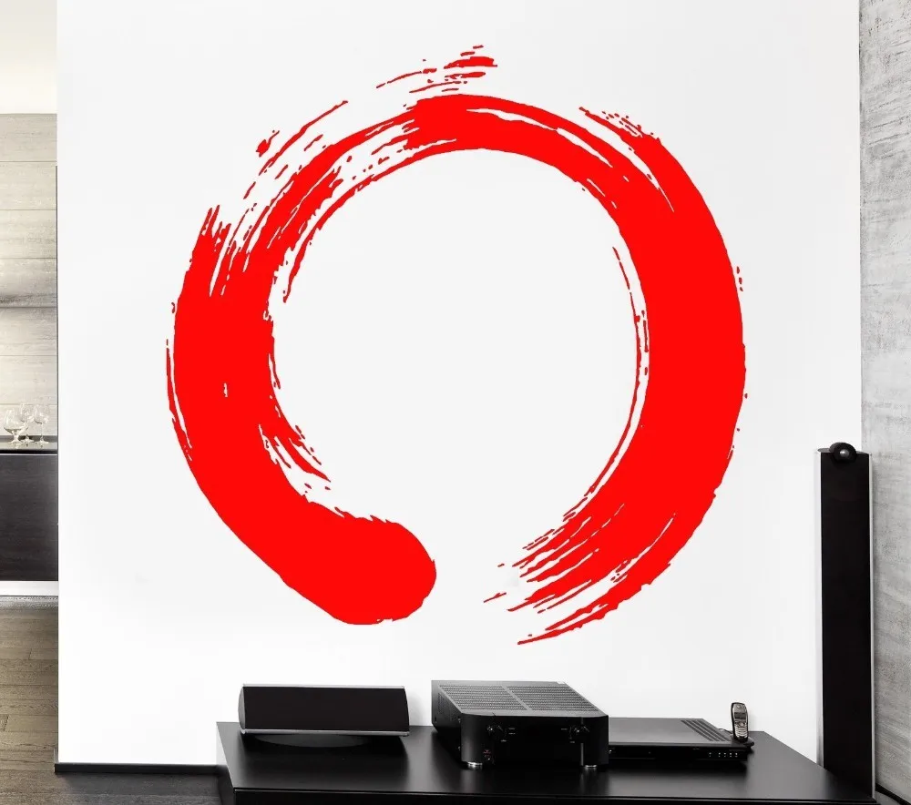

Art Designed Vinyl Decal Japan Wall Sticker Circle Enso Zen Buddhasim Calligraphy For Home Art Decoration Wall Mural W-274