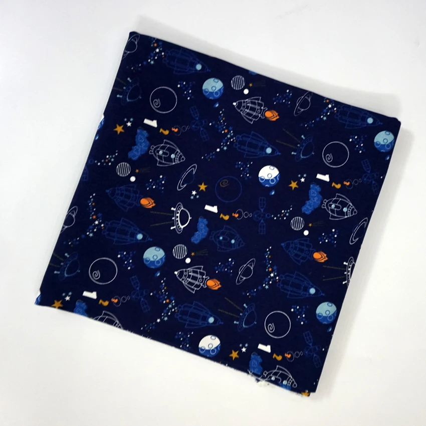 

90*145cm Starry planet astronaut Space ship rocket Cotton Canvas Fabric Patchwork for Bag Sewing DIY Tablecloth Sofa Cover