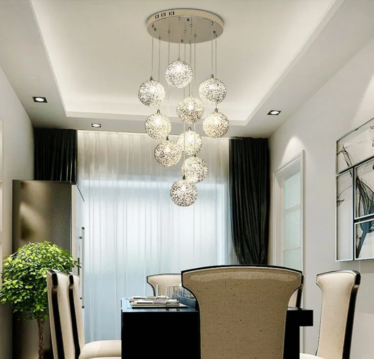 Новый современный диаметром 12 см круглый алюминиевый провод шар подвесной светильник для гостиной домашнего освещения Ресторан отеля