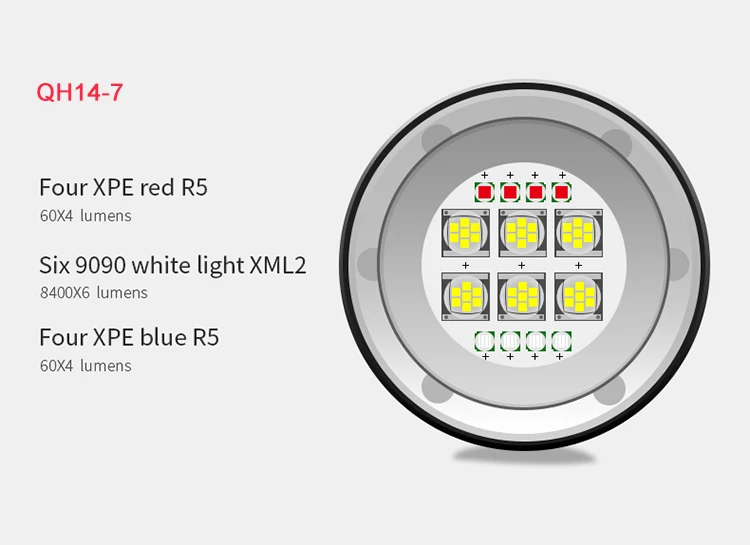 Дайвинг вспышка светильник ультра яркий подводный водонепроницаемый QH18 QH27 80 м светодиодный фонарь светильник для дайвинга фотография Белый Синий Красный Лампа